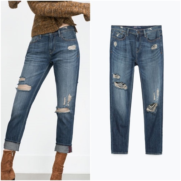 ZARA Boyfriend Jeans:Dark-blue, US 6, 8/EUR 38, 40 - Picture 2 of 4